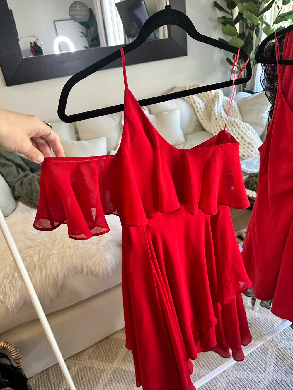 Keepsake Red Flowy Dress S - Picture 5 of 11